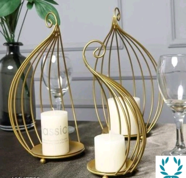 Metal Home Decor Pillar Tea light Candle Holder - Free Size, Metal, Pack of 1